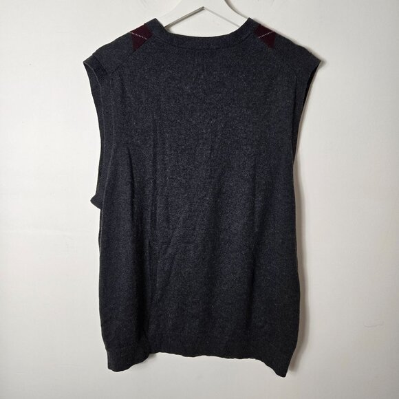 Banana Republic Size L Silk Cashmere Argyle Gray Sweater Vest Men's - Picture 7 of 9